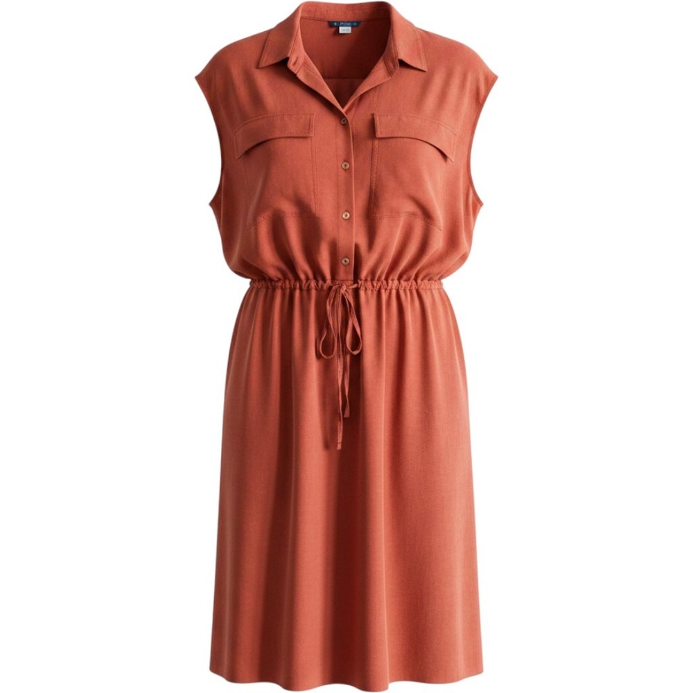 Old Navy Bronzed Amber Sleeveless Shirt Dress 3x Midi Drawstring